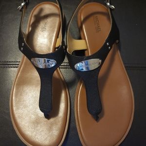 Michael Kors Mallory Leather T Strap Sandals